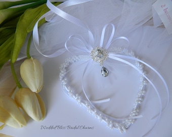 Wedding bridal charm Pearl  Pearl Keepsake Heart - Wedding Keepsake - Bling Embellishment   -White Bridal charm keepsake