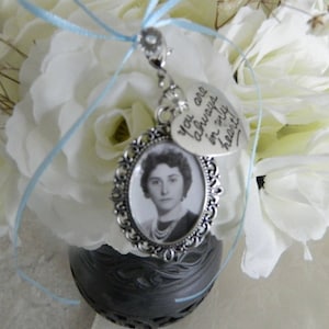 Wedding  Bouquet Oval  Photo Charm -Always in my heart charm  -Crystal Look Pin-Keepsake Boxed