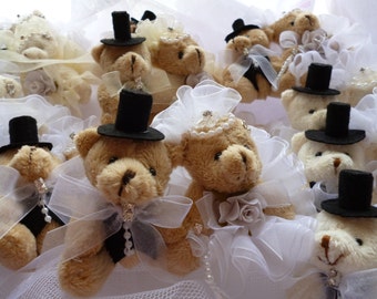 Bride and Groom wedding bears Keepsake charm IVORY BEARS ONLY- keepsake boxed