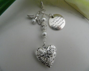 Heart photo bridal locket with angel charm - keepsake boxed