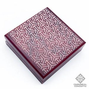 Sacred Geometry Art Jewelry Box - Rose Wood Gift Box - &quot;Directionality&quot;  - Perfect Stash Box for Jewelry Pins and More - Cerebral Concepts
