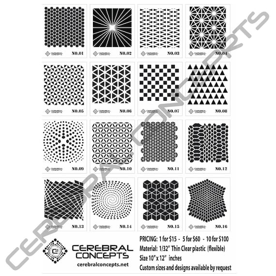 Sacred Geometry Designs and Patterns Stencils Airbrush Stencil Thin Plastic  Clear and Flexible Cerebral Concepts 