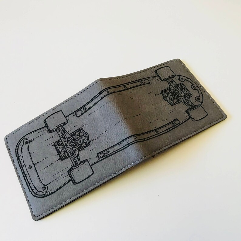 Skateboard Wallet Soft Durable Vegan Leather Laser Etsy