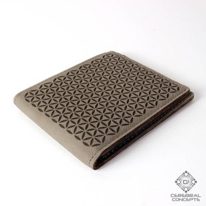 Flor de la Vida Billetera de Geometría Sagrada - Cuero Vegano Suave y Duradero - Grabado con Láser con "Flor de la Vida" - Regalo Para Novio - Math Art