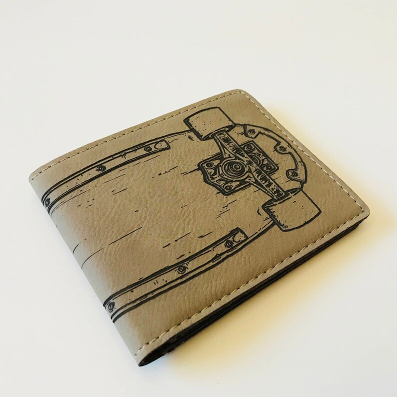 Skateboard Wallet Soft Durable Vegan Leather Laser Etsy