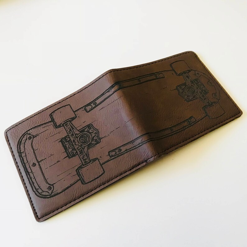 Skateboard Wallet Soft and Durable Vegan Leather Laser Etsy