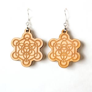 Metatron&#39;s Cube - Sacred Geometry Earrings - Cerebral Concepts
