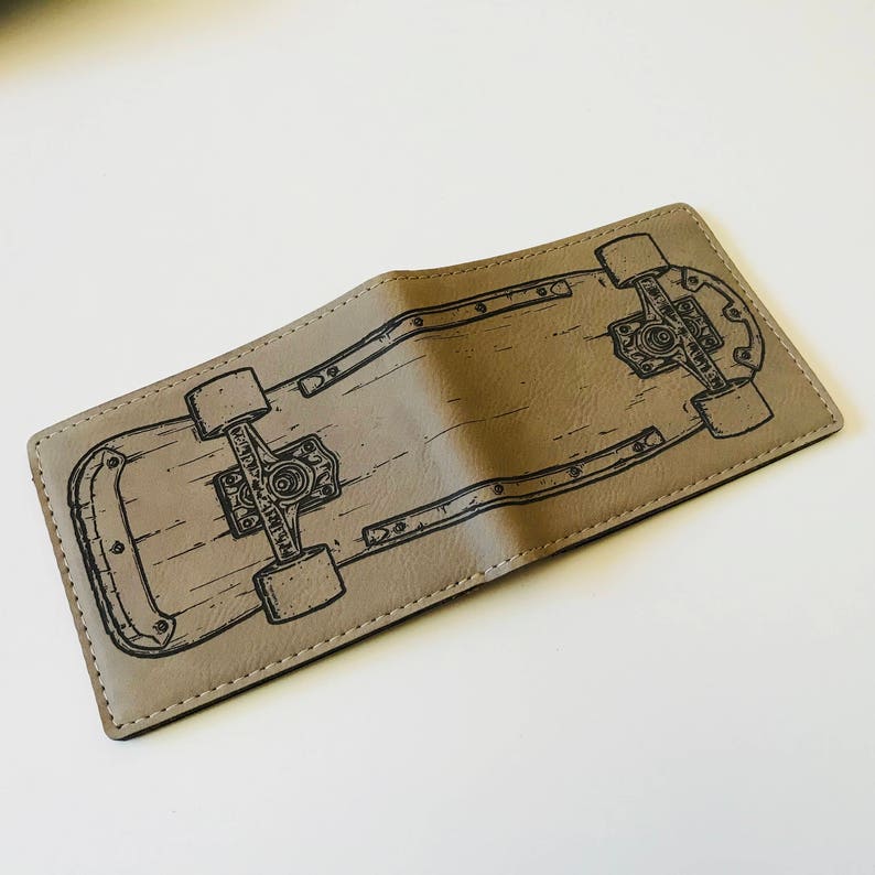 Skateboard Wallet Soft and Durable Vegan Leather Laser Etsy