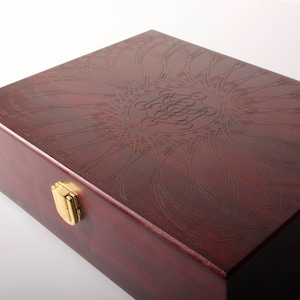 Sacred Geometry Art Jewelry Box - Rose Wood Gift Box - Metatron&#39;s Cube Design - Perfect Stash Box for Jewelry Pins and More - Christmas gift