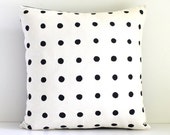 Dotty Black Hand screen printed Eco cushion -  40cm x 40cm