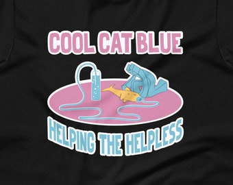 Cool Cat Blue T-Shirt – Helping the Helpless, Cotton Tee