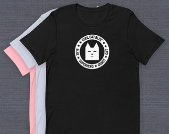 Cool Cat Blue Logo T-shirt, Superhero Robot Cat