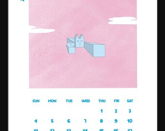 Cool Cat Blue 2026 Calendar | Monthly Planner (Digital Download)