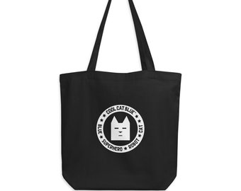 Cool Cat Blue Organic Cotton Tote Bag