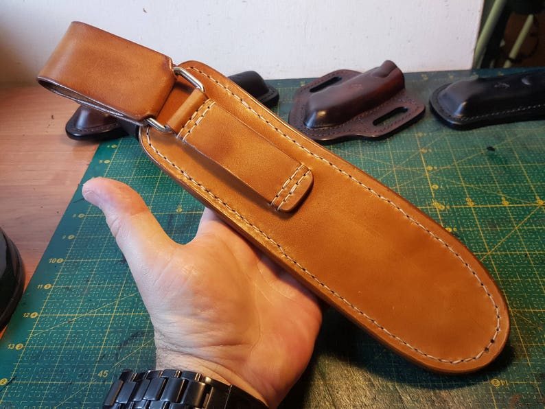 Leather custom made pancake sheath pouch holster for Bahco | Etsy