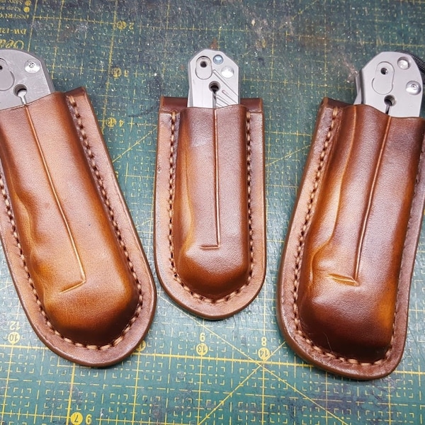 Leather pancake sheath pouch holster  for Chris Reeve Sebenza 21 (small or regular) , 25 and Umnumzaan