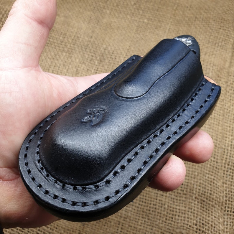 Leather pancake sheath pouch holster for Benchmade Griptilian or mini Griptilian or 940 or Bugout. image 7