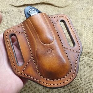 Leather pancake sheath pouch holster for Benchmade Griptilian or mini Griptilian or 940 or Bugout. image 9