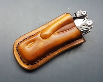 Leather pancake sheath pouch holster  for  Leatherman Skeletool