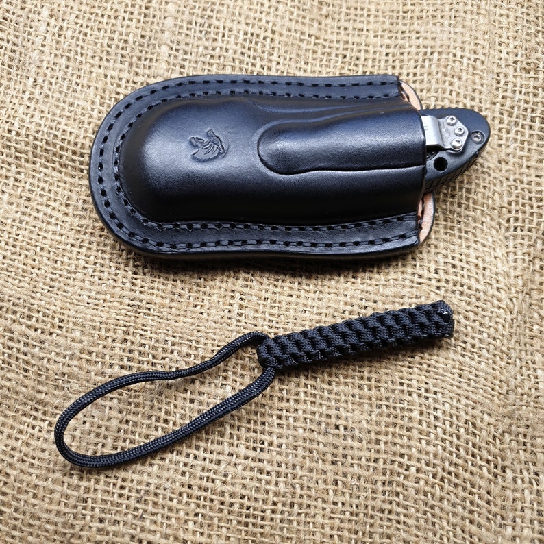 Leather pancake sheath pouch holster for Benchmade Griptilian or mini Griptilian or 940 or Bugout. image 5