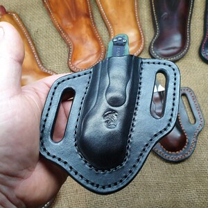 Leather pancake sheath pouch holster for Benchmade Griptilian or mini Griptilian or 940 or Bugout. image 2