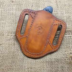 Leather pancake sheath pouch holster for Benchmade Griptilian or mini Griptilian or 940 or Bugout. image 8