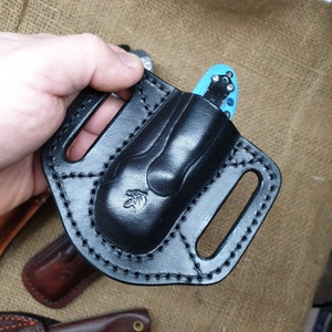 Leather pancake sheath pouch holster for Benchmade Griptilian or mini Griptilian or 940 or Bugout. image 10