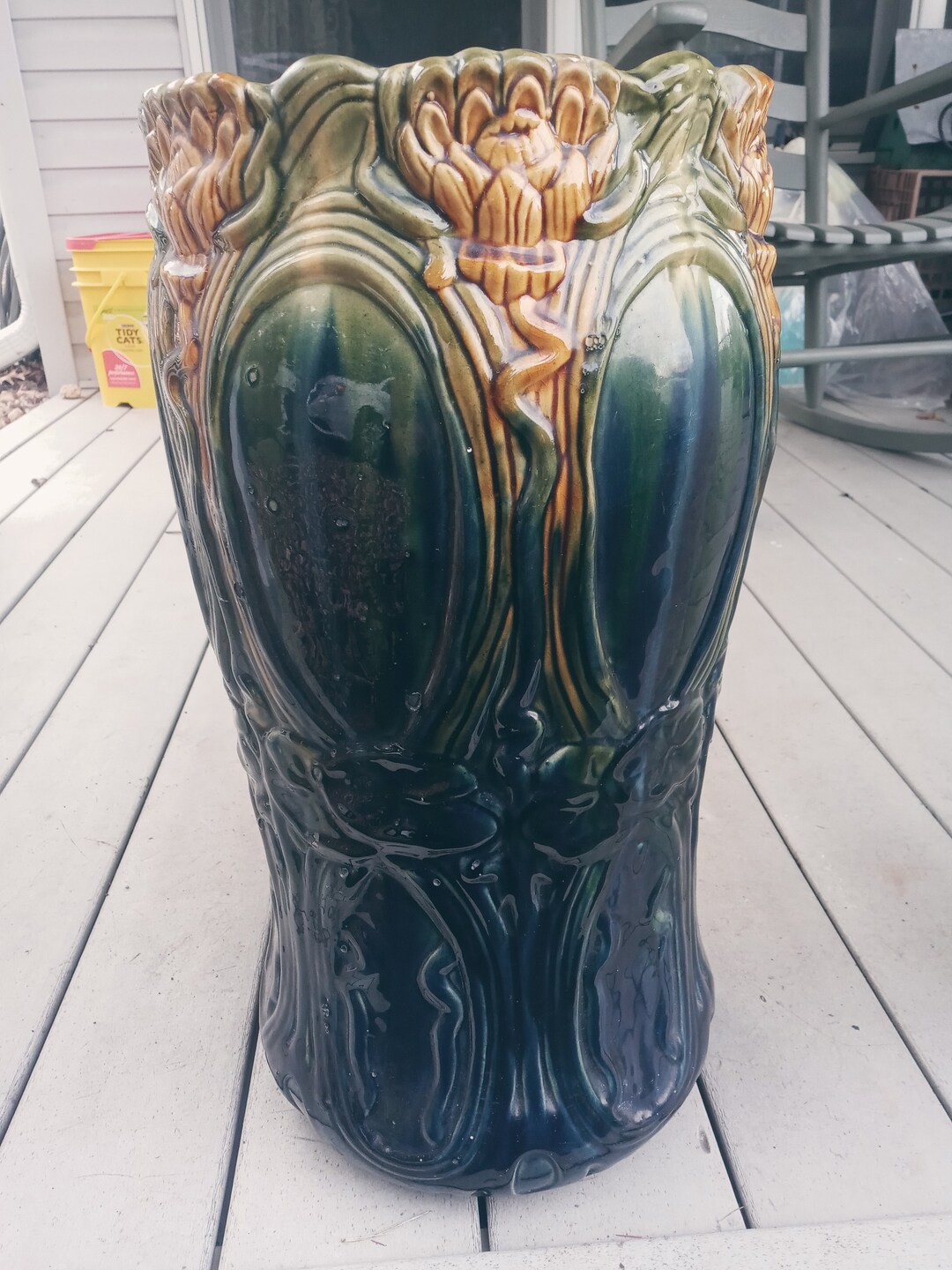 Majolica Umbrella Stand Antique 1930s Entryway Furniture Etsy