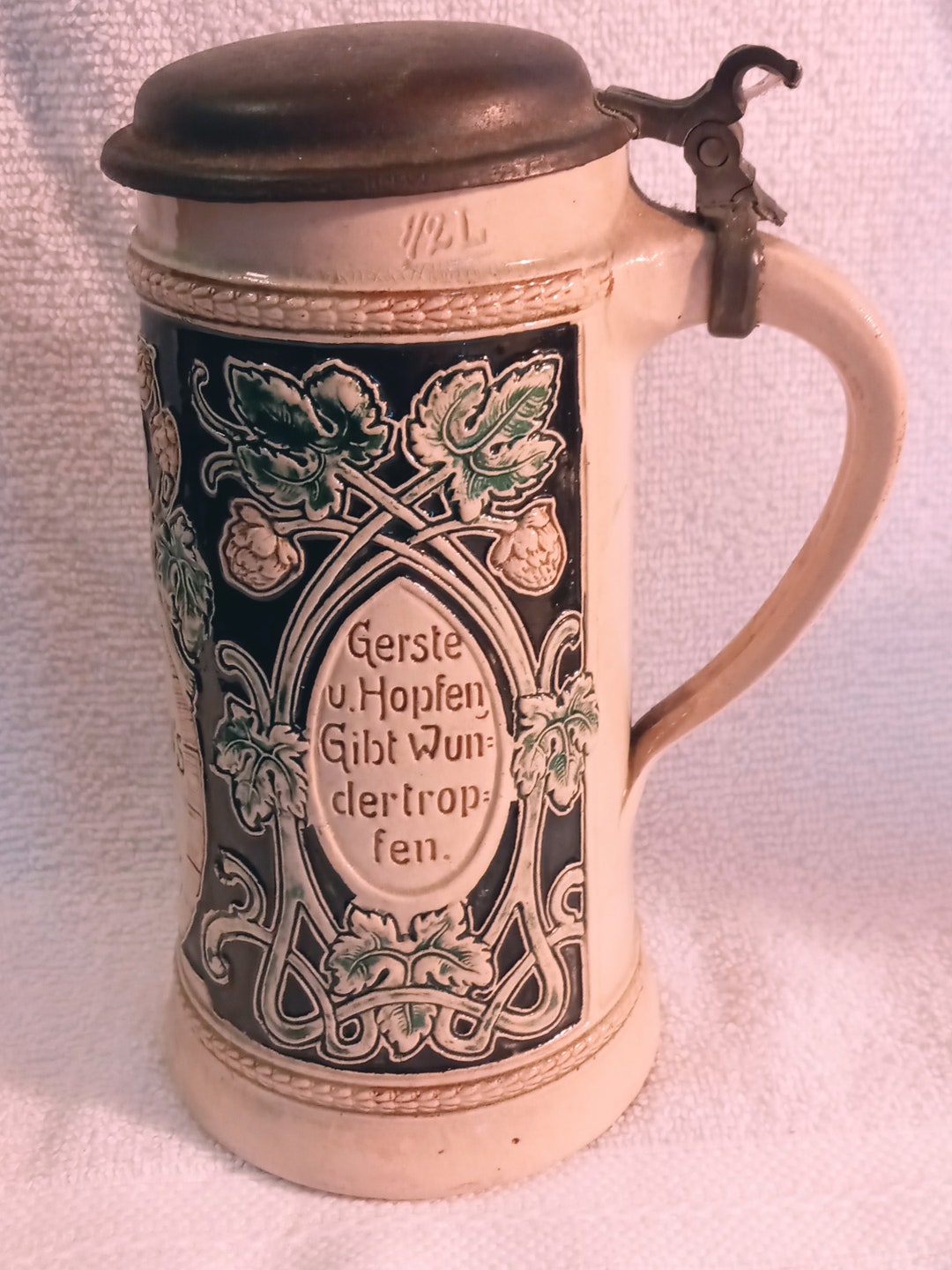German Beer Stein Drinking Antique 1950s Etsy