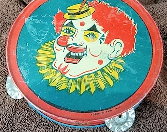Vintage Holoween Clown Tamborine Noisemaker 1950s Vintage Toys