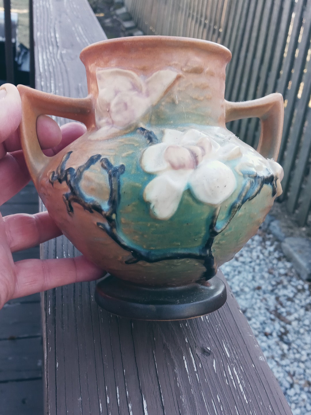 Roseville Magnolia Vase 180 Art Pottery Etsy