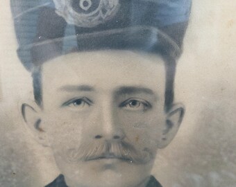 Railroad Train Conductor 1892 Charcoal Picture