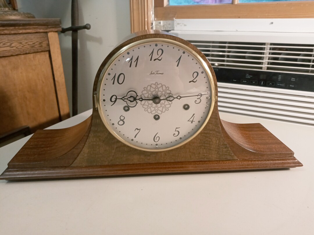 Seth Thomas Mantle Clocks Walnut 1950s Mid Century Clocks Etsy
