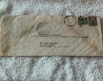 Hindenburg Envelope Lakehurst NJ 1935 Historical Documents Zepplins Hindenburg