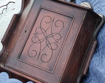 Victorian Hanging Corner Cabinet Walnut 1870s Medicine Cabinet Storage