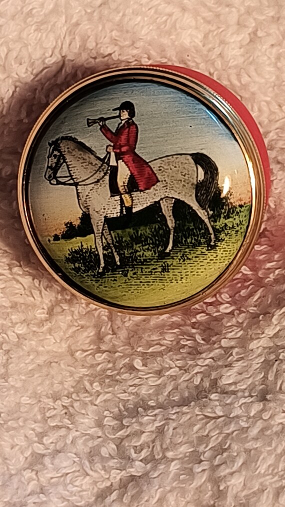 Pill Box Halcyon Days Fox Hunt English Porcelain V