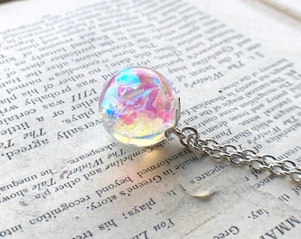 Crystal ball rainbow necklace - unique gift ideas, lovingly made in the UK by The Autumn Orchard