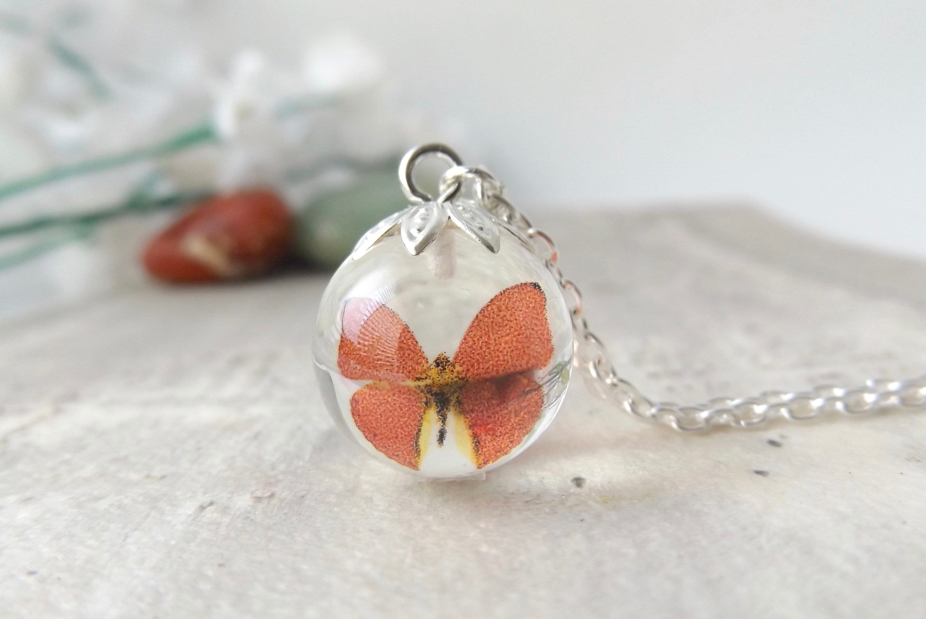 Resin Butterfly Pendant Necklace main image 1