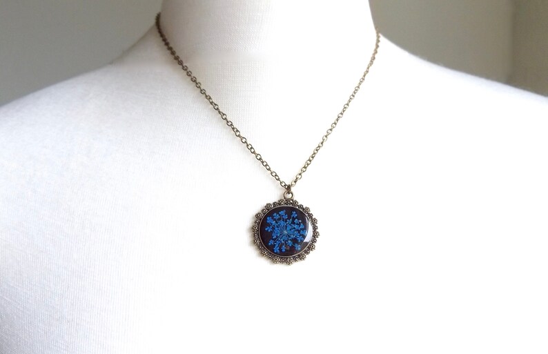 Antique Effect Real Flower Necklace With Cow Parsley Etsy