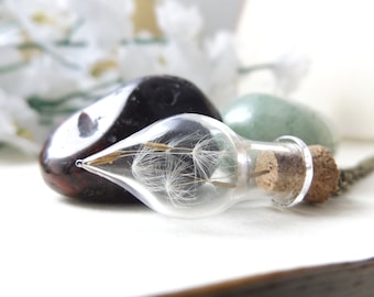 Dandelion wishes necklace - botanical jewellery - glass bottle necklace - dandelion necklace - handmade in the UK by The Autumn Orchard