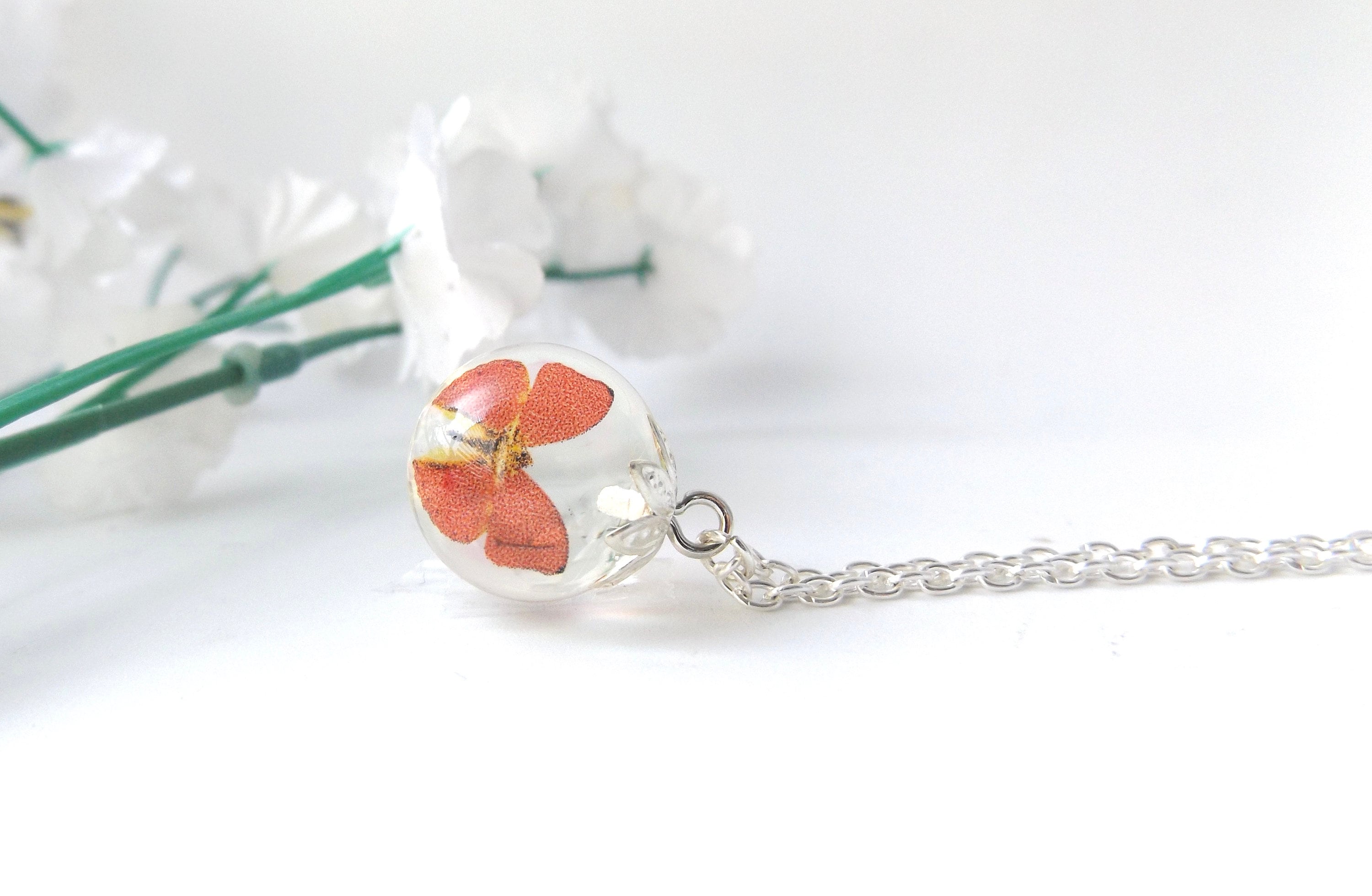 Resin Butterfly Pendant Necklace