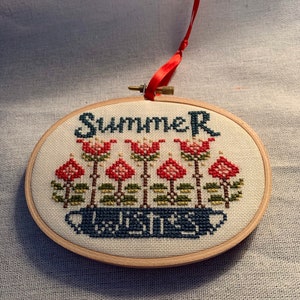 Cross Stitch Hoop Art - Summer Wishes