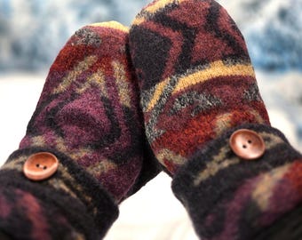 Manoplas Sunset Kindred para mujer, talla mediana, 100 % lana afieltrada, forro polar antibolitas.