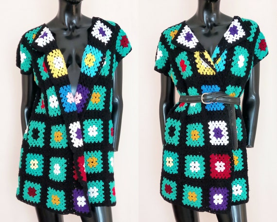 Granny square waistcoat, 60s sweater vest, vintage