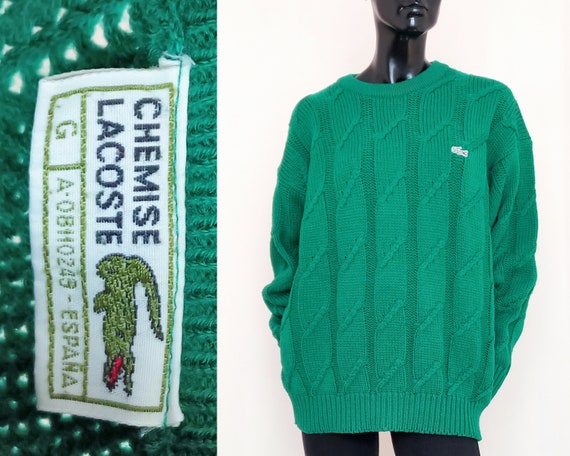 90s Lacoste sweater, green jumper, oversized sweat