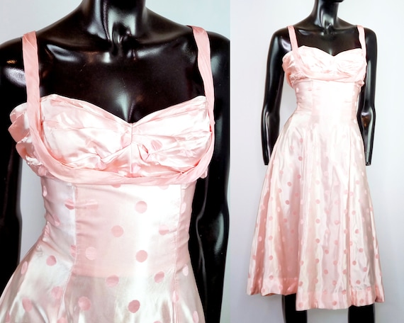 80s prom dress, pink polka dot dress, 1980s does 5