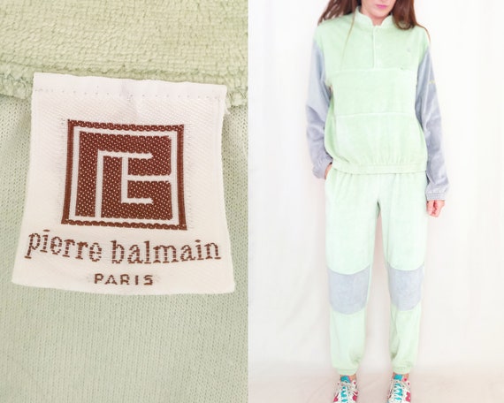BALMAIN Tracksuit, 90s tracksuit, Velour track sui