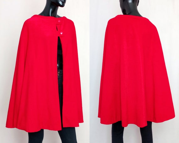 60s cape, vintage red cape, 1960s coat
