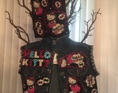 Kitty inspired denim vest set skirt