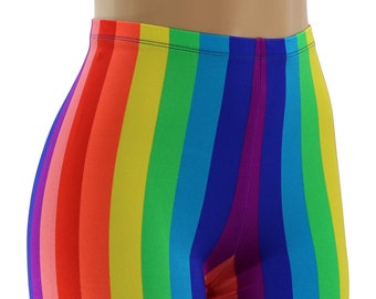 rainbow plus size biker shorts